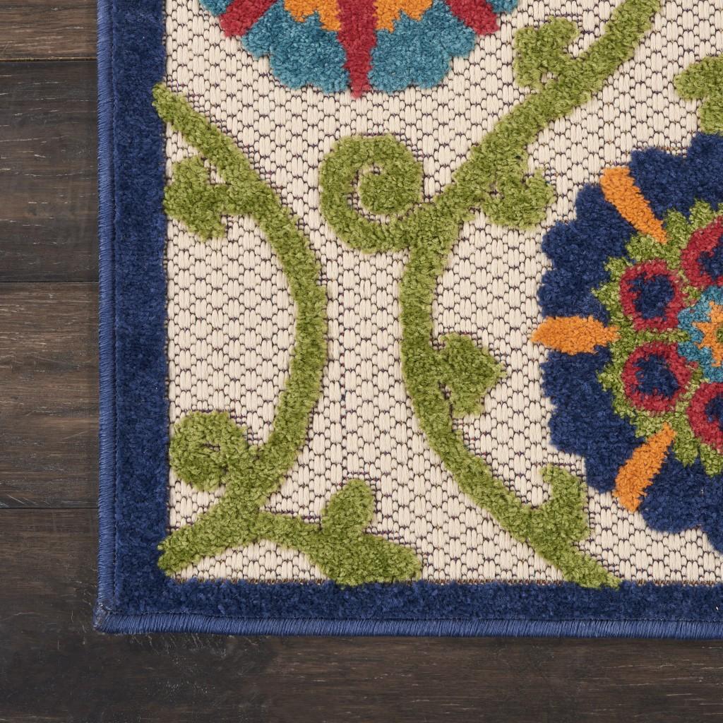 8’ x 11’ Blue Vines Indoor Outdoor Area Rug