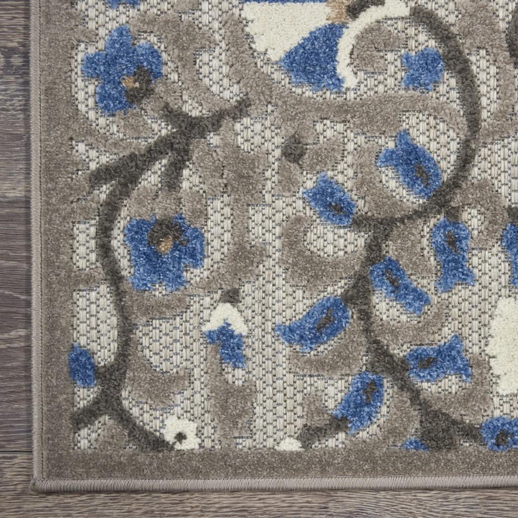 3’ x 4’ Gray and Blue Vines Indoor Outdoor Area Rug