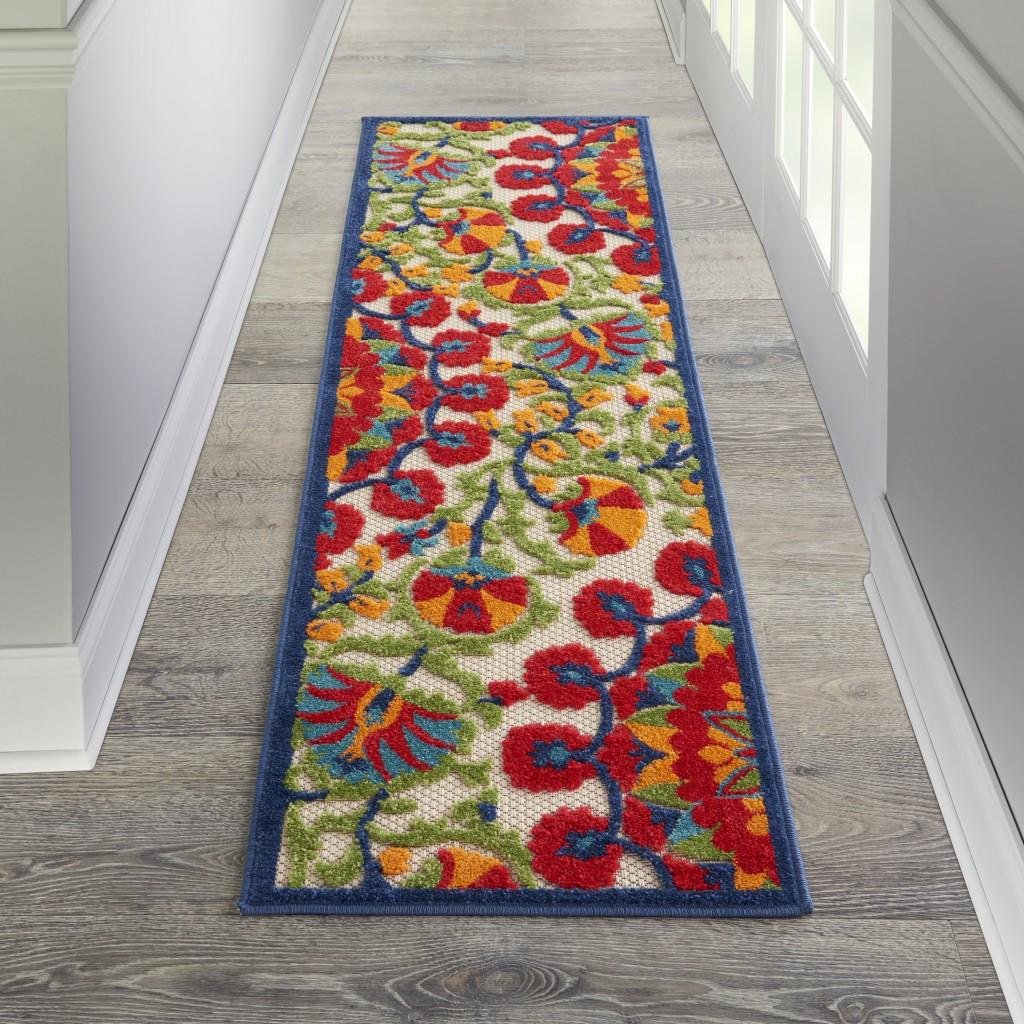 2’ x 6' Red and Multicolor Indoor Outdoor Runner Rug Default Title