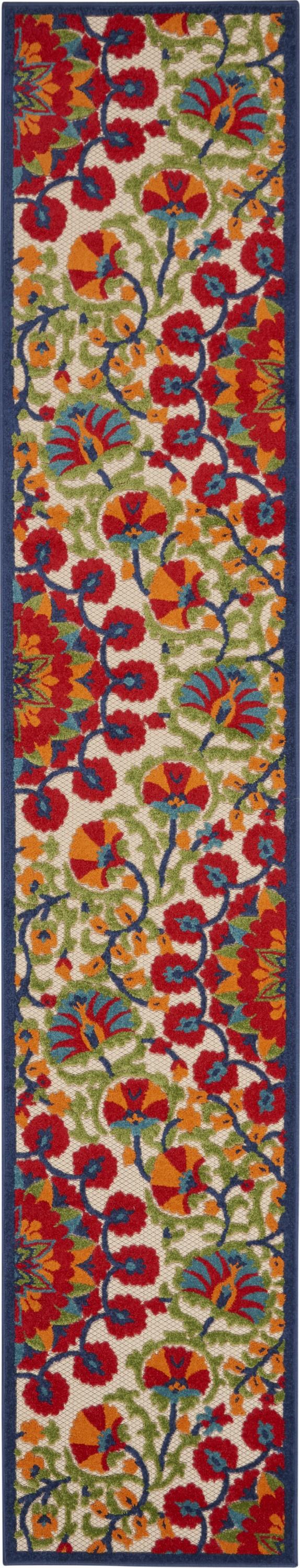 2’ x 12' Red and Multicolor Indoor Outdoor Runner Rug Default Title