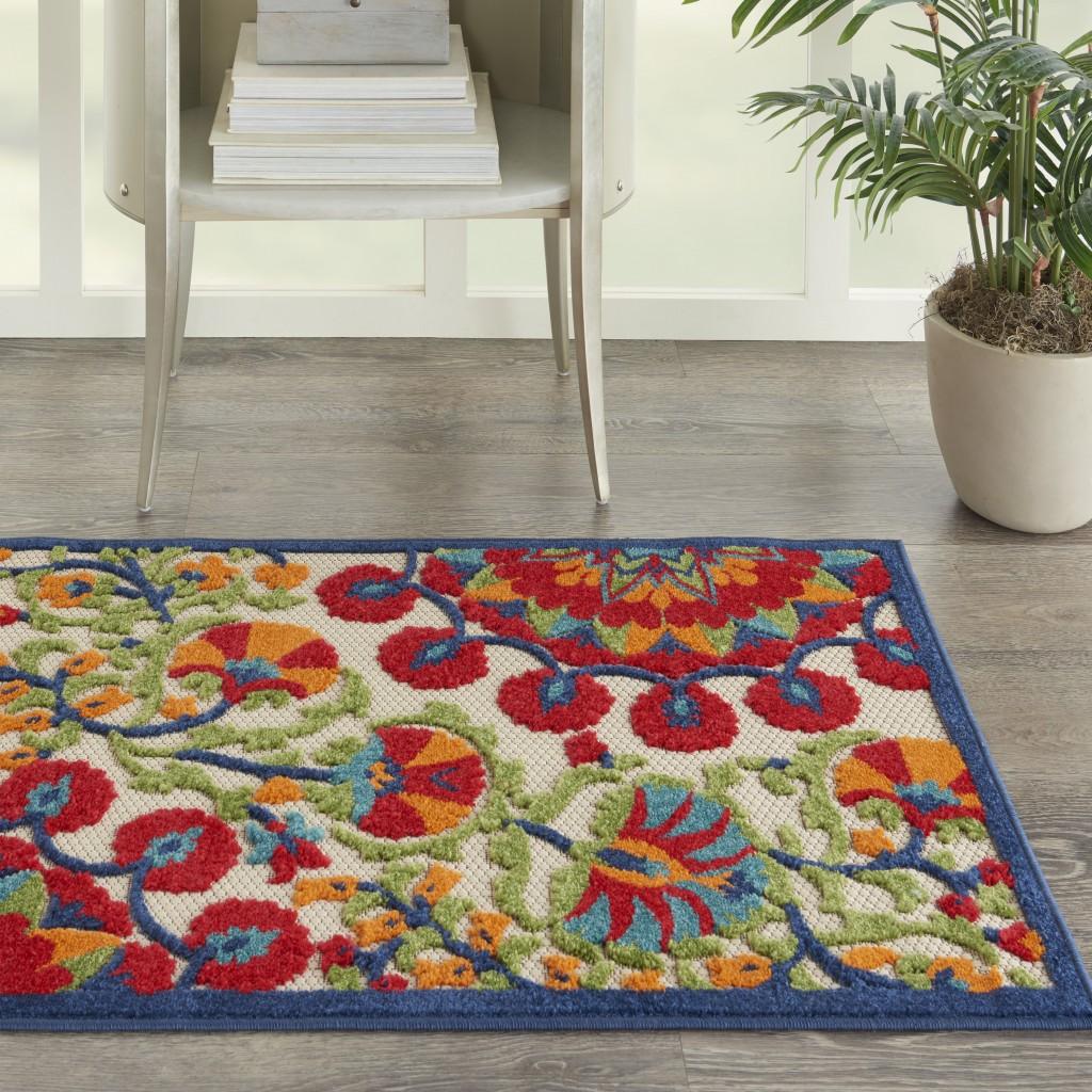 3’ x 4' Red and Multicolor Indoor Outdoor Area Rug Default Title