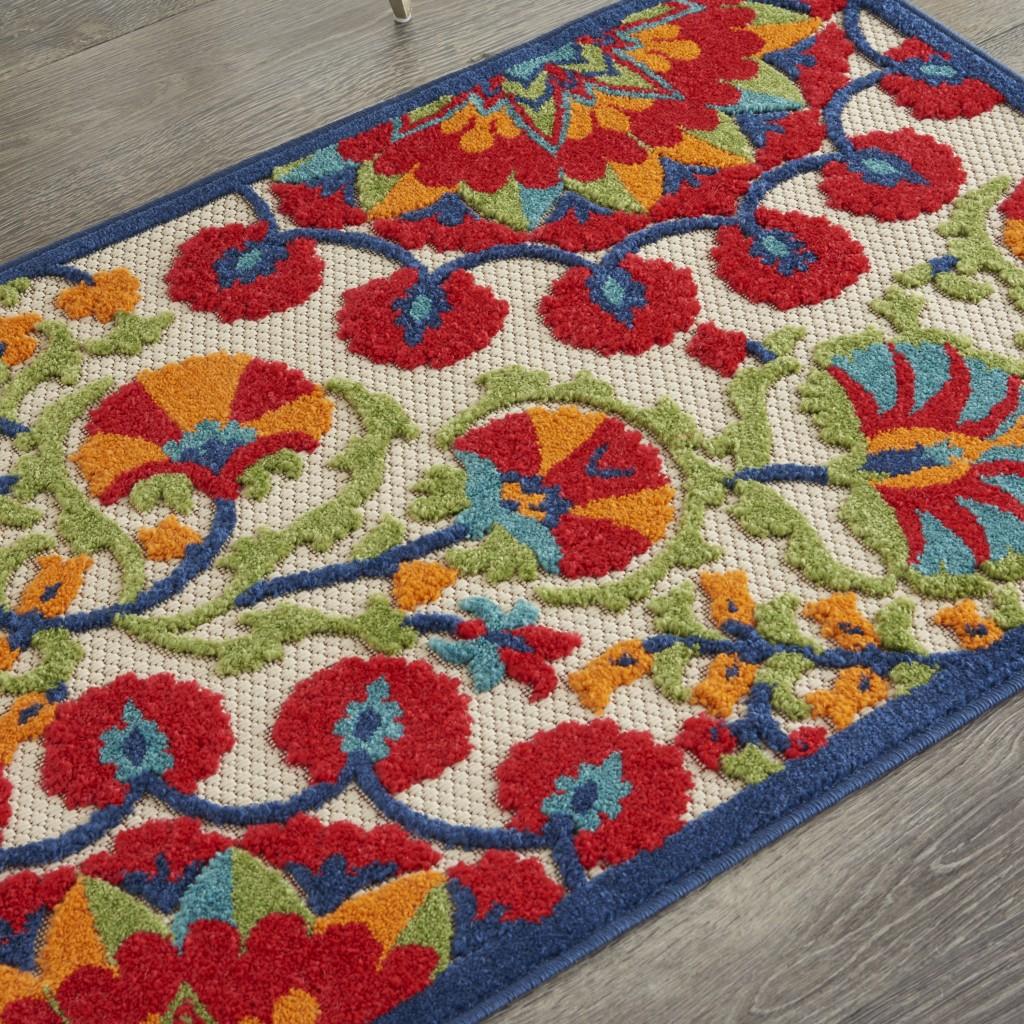 3’ x 4' Red and Multicolor Indoor Outdoor Area Rug Default Title