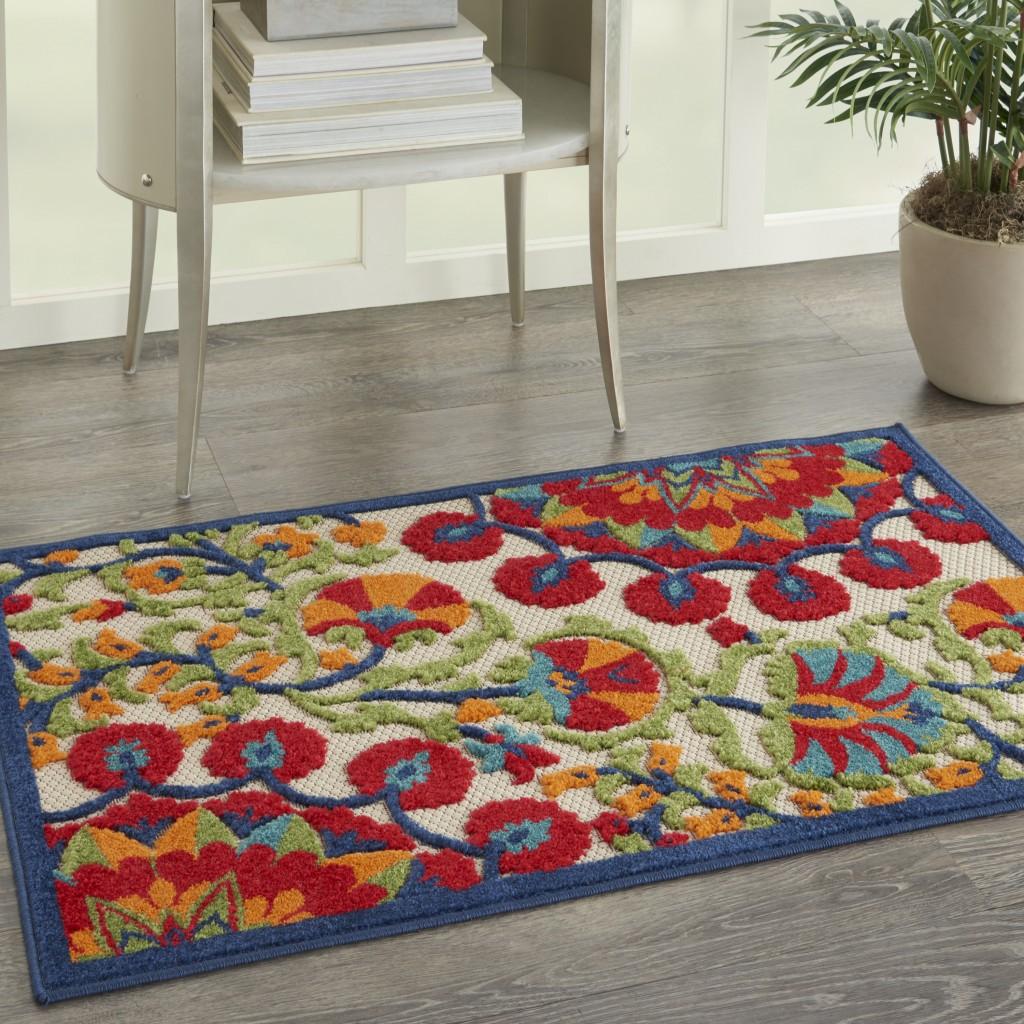 3’ x 4' Red and Multicolor Indoor Outdoor Area Rug Default Title
