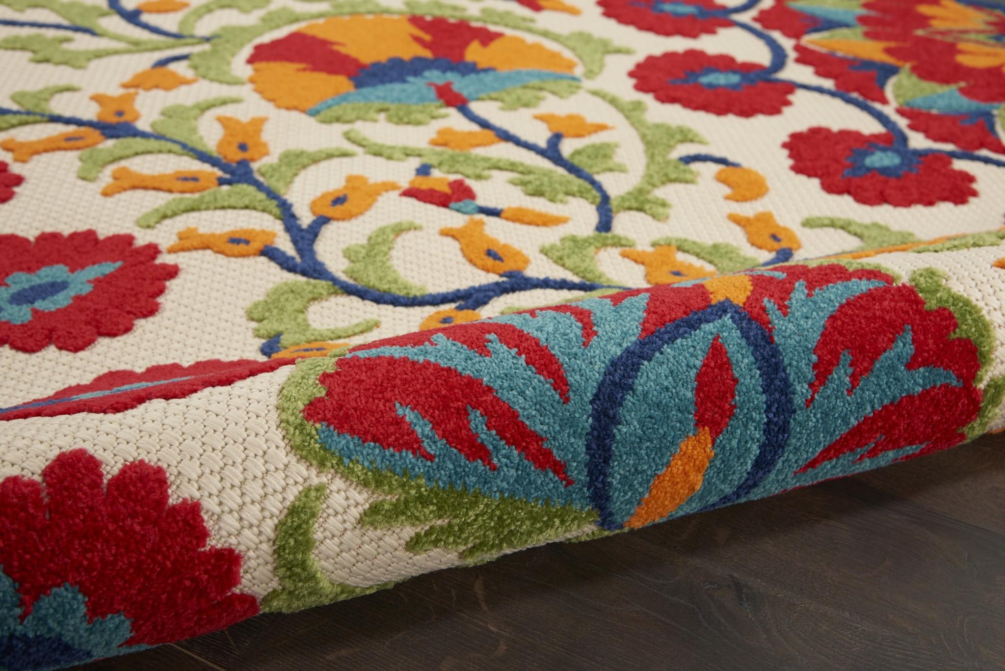 4’ x 6' Red and Multicolor Indoor Outdoor Area Rug Default Title