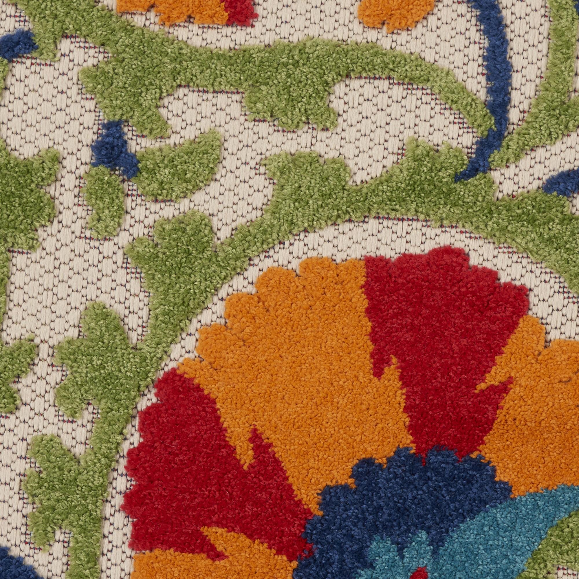 4’ Round Red and Multicolor Indoor Outdoor Area Rug Default Title