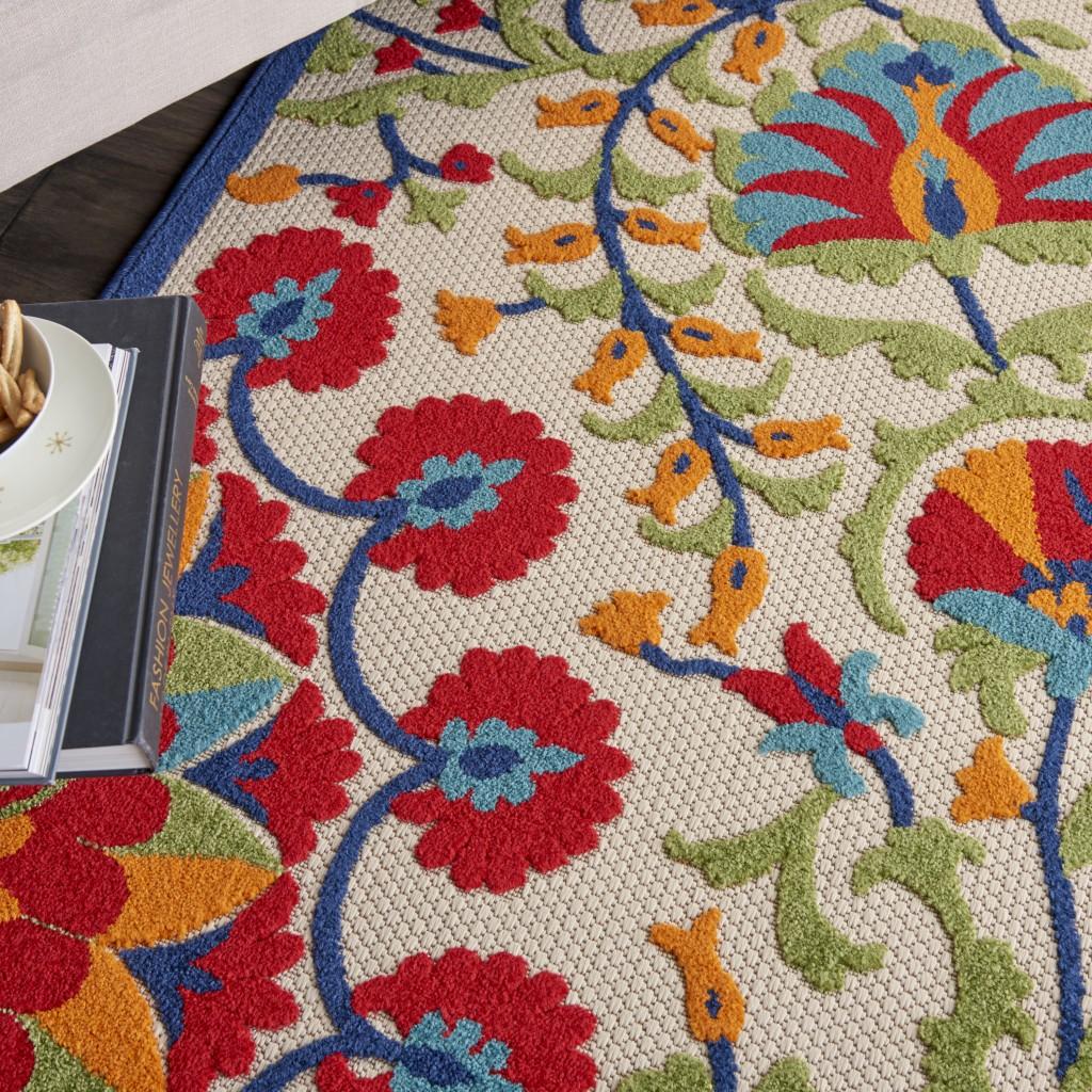 5’ x 8' Red and Multicolor Indoor Outdoor Area Rug Default Title