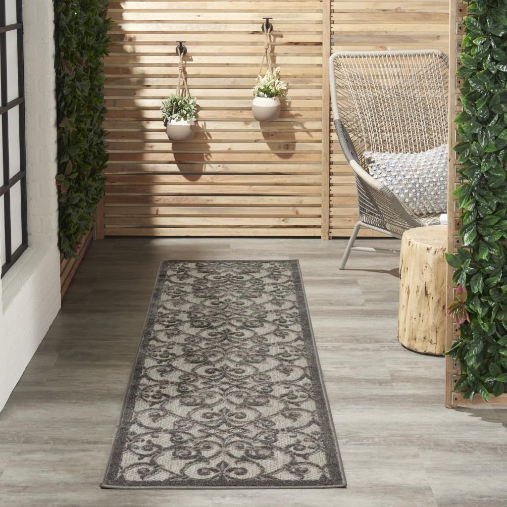 2’ x 6’ Gray and Charcoal Indoor Outdoor Runner Rug