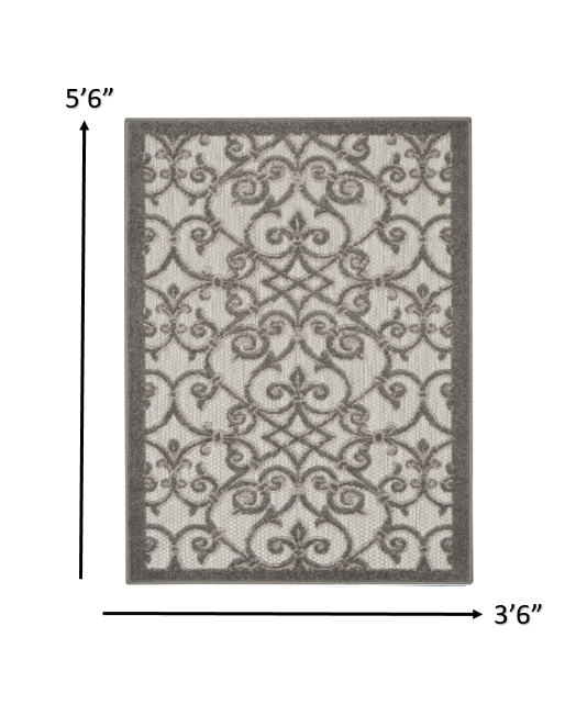 4’ x 6’ Gray and Charcoal Indoor Outdoor Area Rug