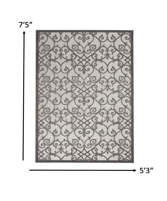 5’ x 8’ Gray and Charcoal Indoor Outdoor Area Rug