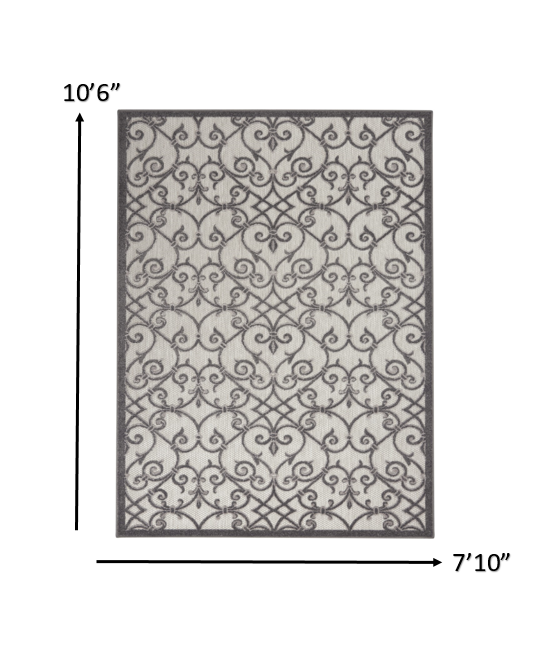 8’ x 11’ Gray and Charcoal Indoor Outdoor Area Rug