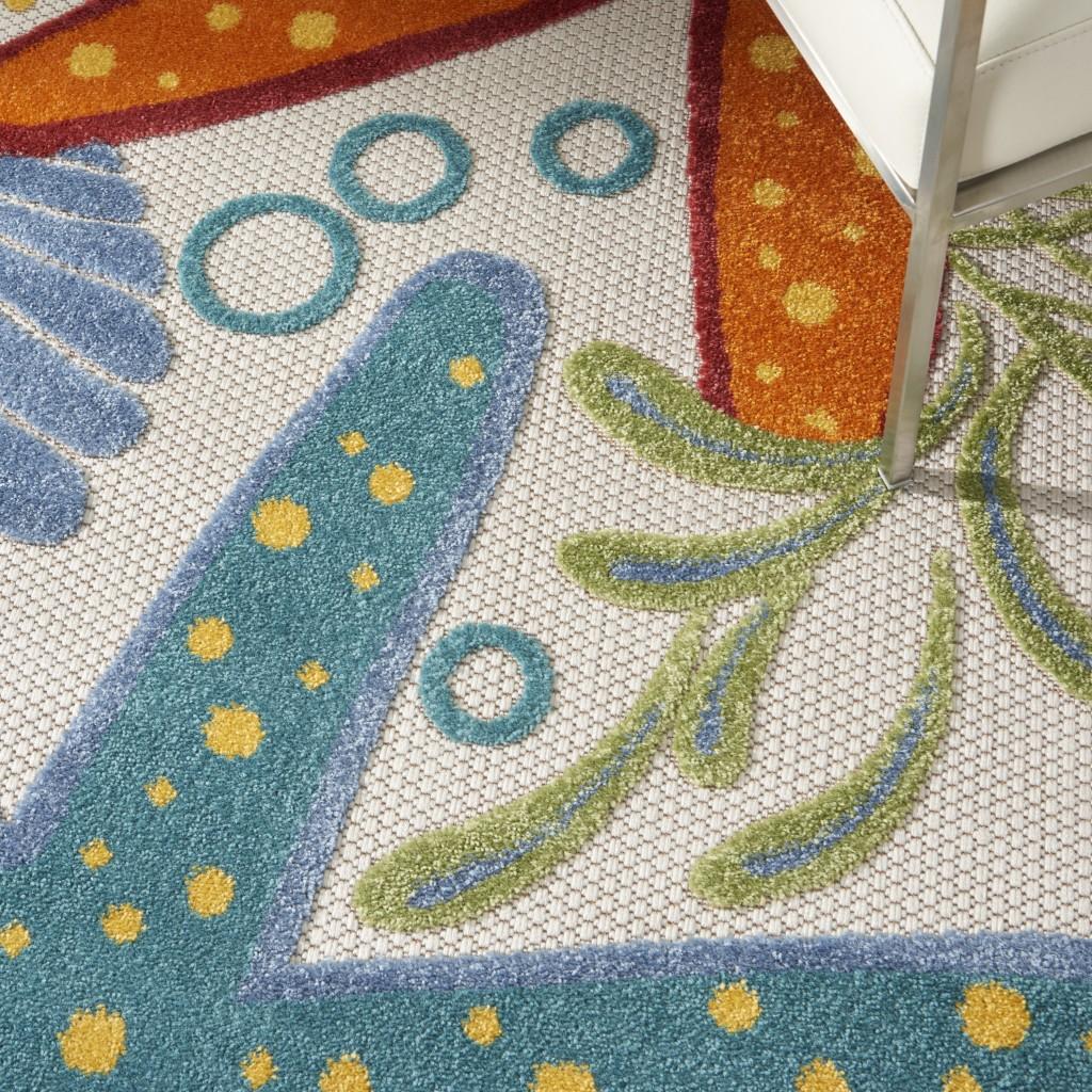 4’ Round Multicolor Indoor Outdoor Area Rug Default Title