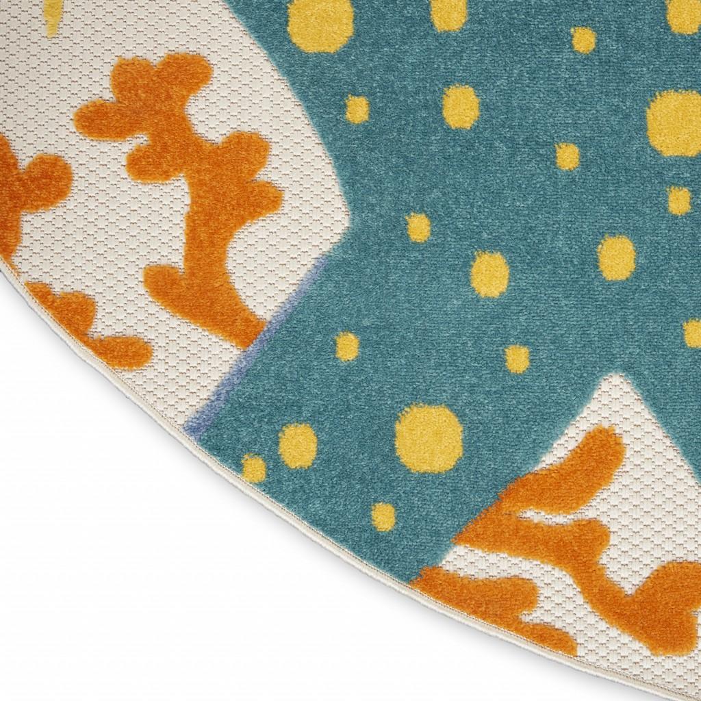 5’ Round Multicolor Indoor Outdoor Area Rug Default Title