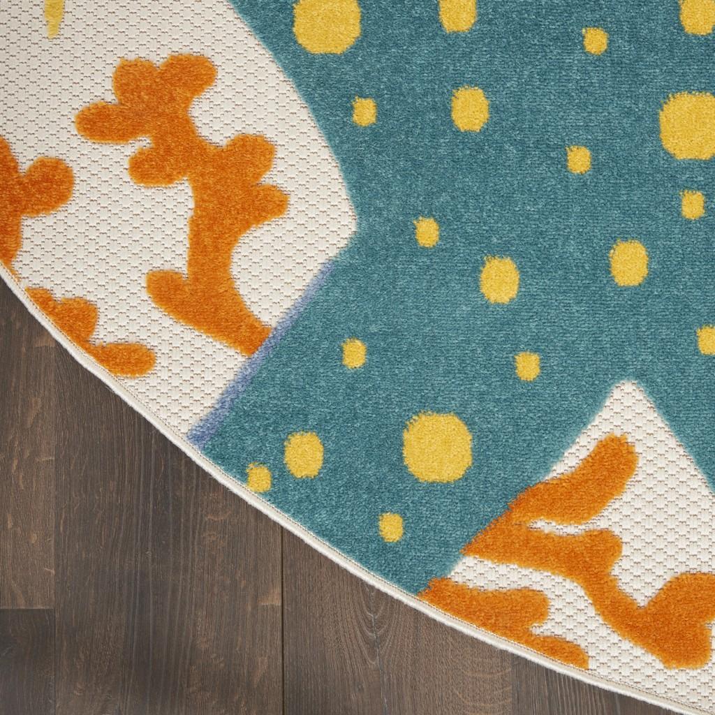 8’ Round Multicolor Indoor Outdoor Area Rug Default Title