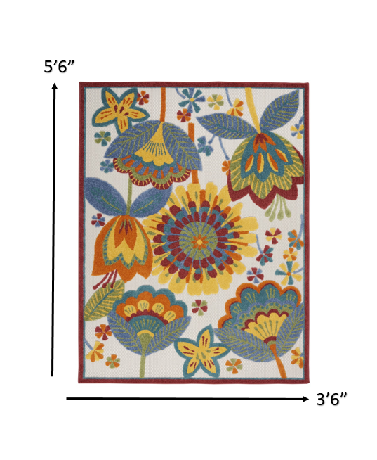 4’ x 6'  Yellow and Ivory Indoor Outdoor Area Rug