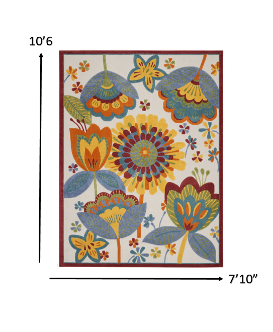 8’ x 11' Yellow and Ivory Indoor Outdoor Area Rug