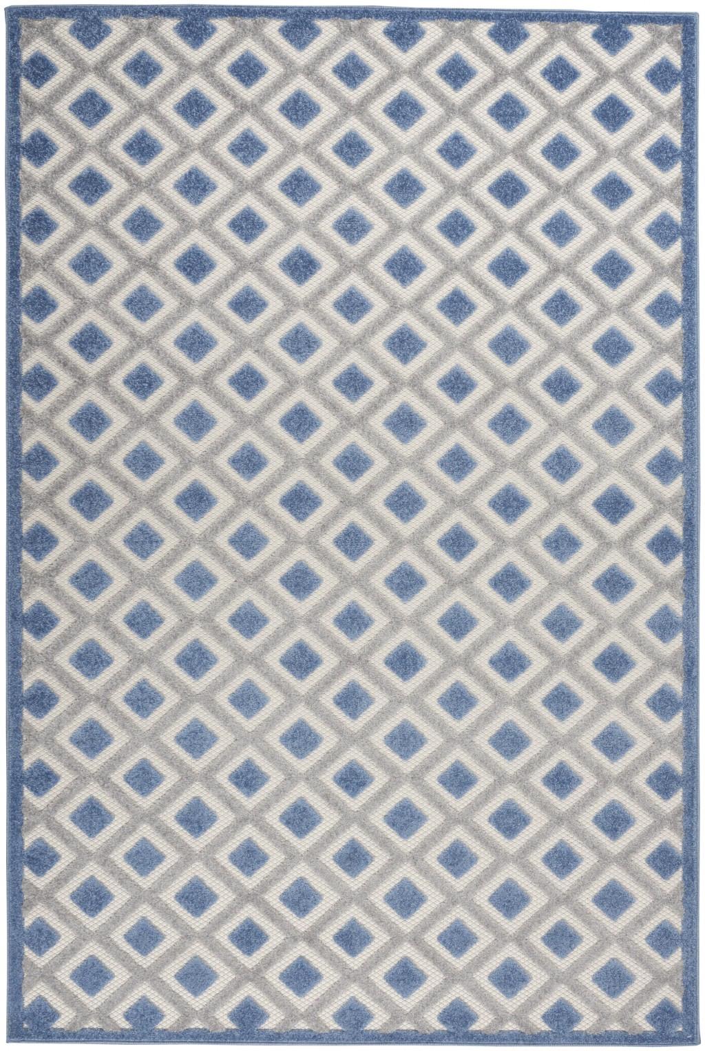 4’ x 6’ Blue and Gray Indoor Outdoor Area Rug