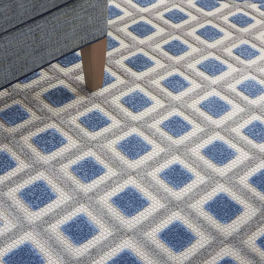 4’ x 6’ Blue and Gray Indoor Outdoor Area Rug