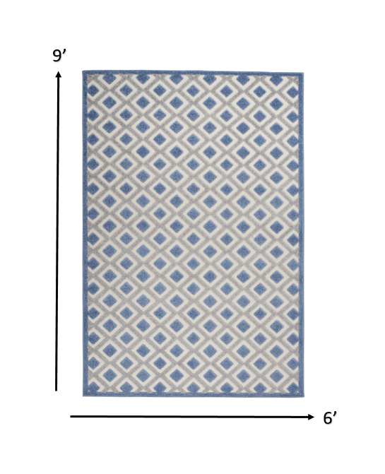 6’ x 9’ Blue and Gray Indoor Outdoor Area Rug