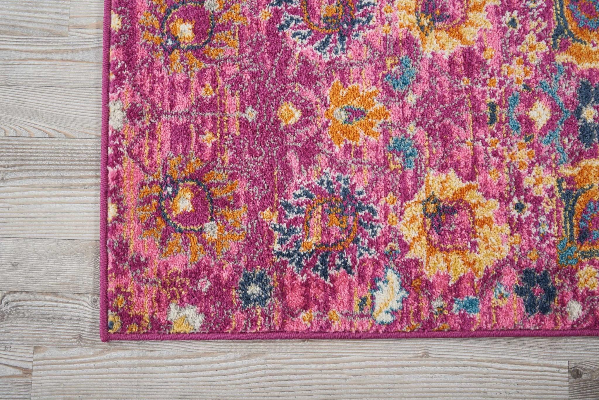 2’ x 6’ Fuchsia and Orange Distressed Runner Rug