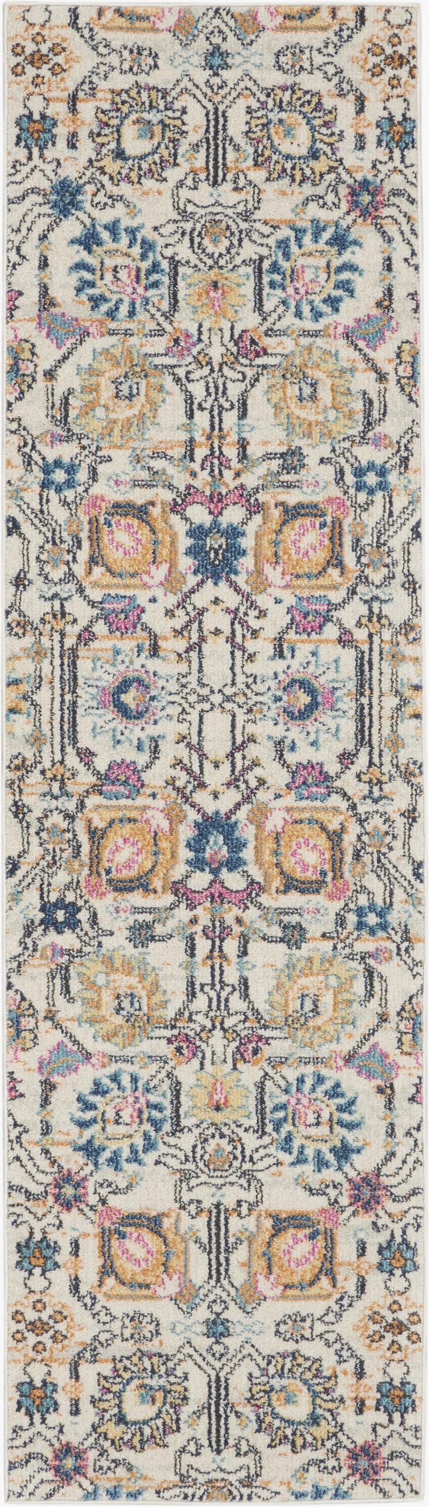 2’ x 8’ Ivory and Multicolor Floral Buds Runner Rug Default Title