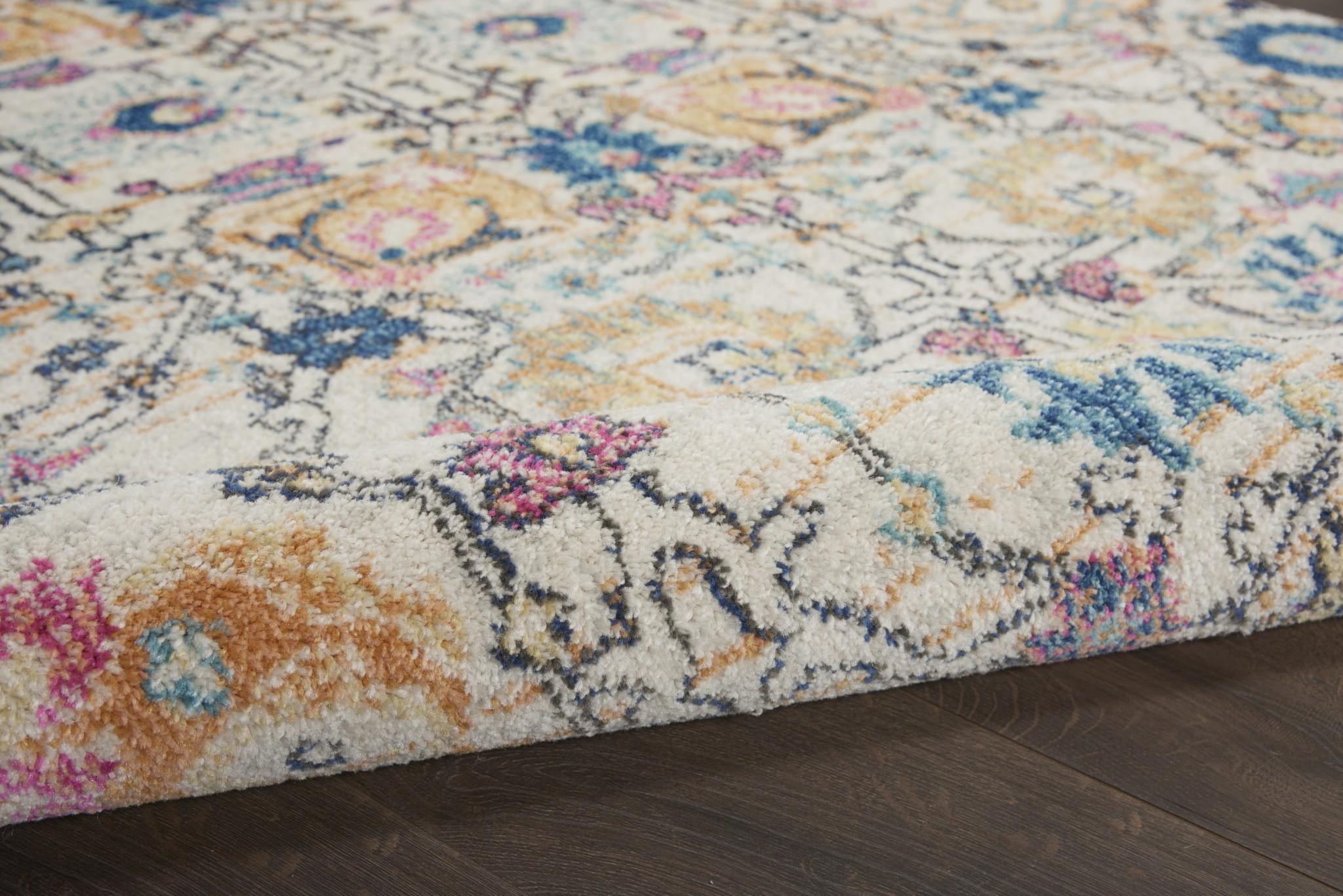 2’ x 8’ Ivory and Multicolor Floral Buds Runner Rug Default Title