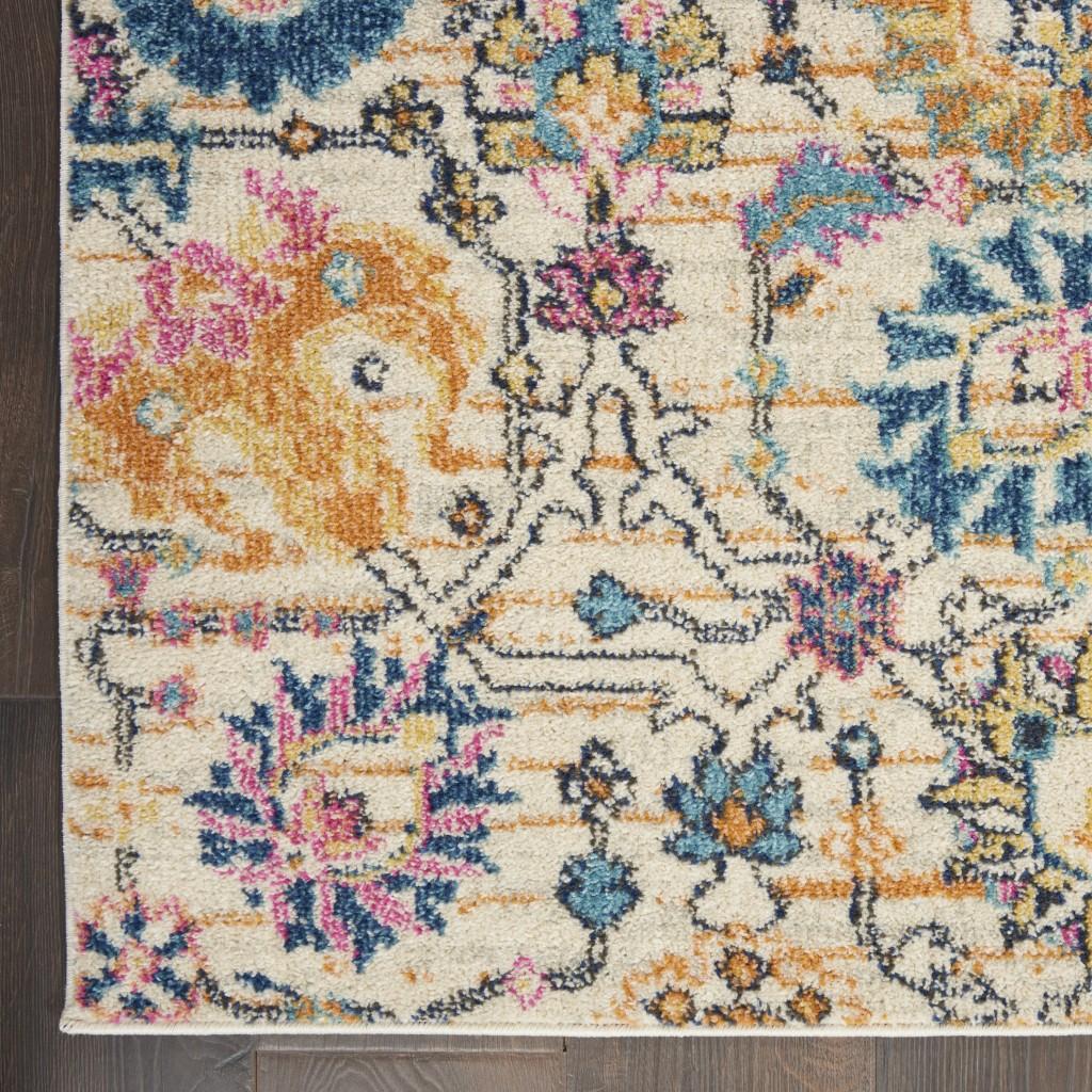 4’ x 6’ Ivory and Multicolor Floral Buds Area Rug Default Title