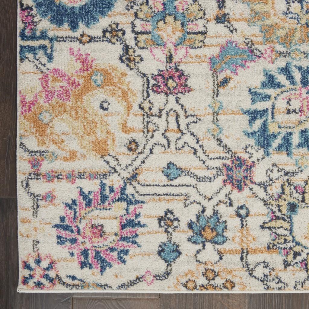 7’ x 10’ Ivory and Multicolor Floral Buds Area Rug Default Title