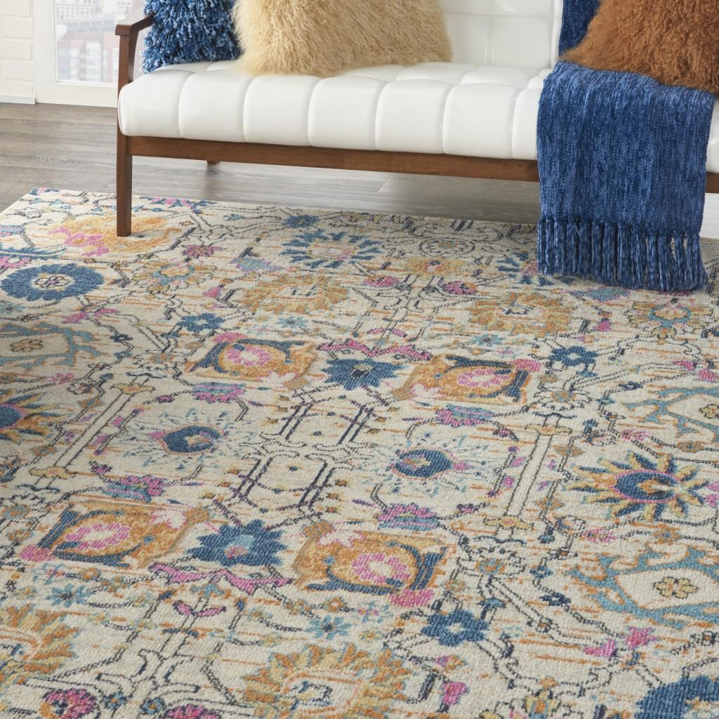 8’ x 10’ Ivory and Multicolor Floral Buds Area Rug Default Title