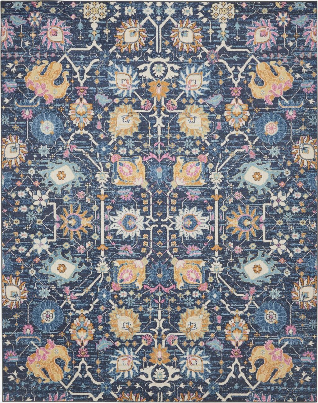 8’ x 10’ Navy Blue Floral Buds Area Rug Default Title