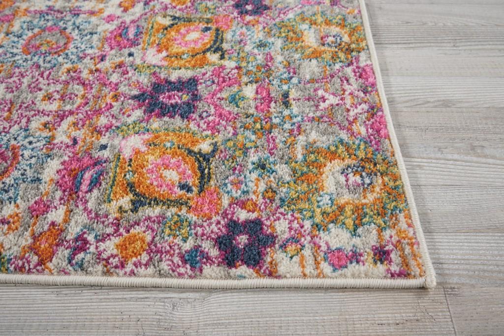 2’ x 3’ Gray and Pink Distressed Scatter Rug