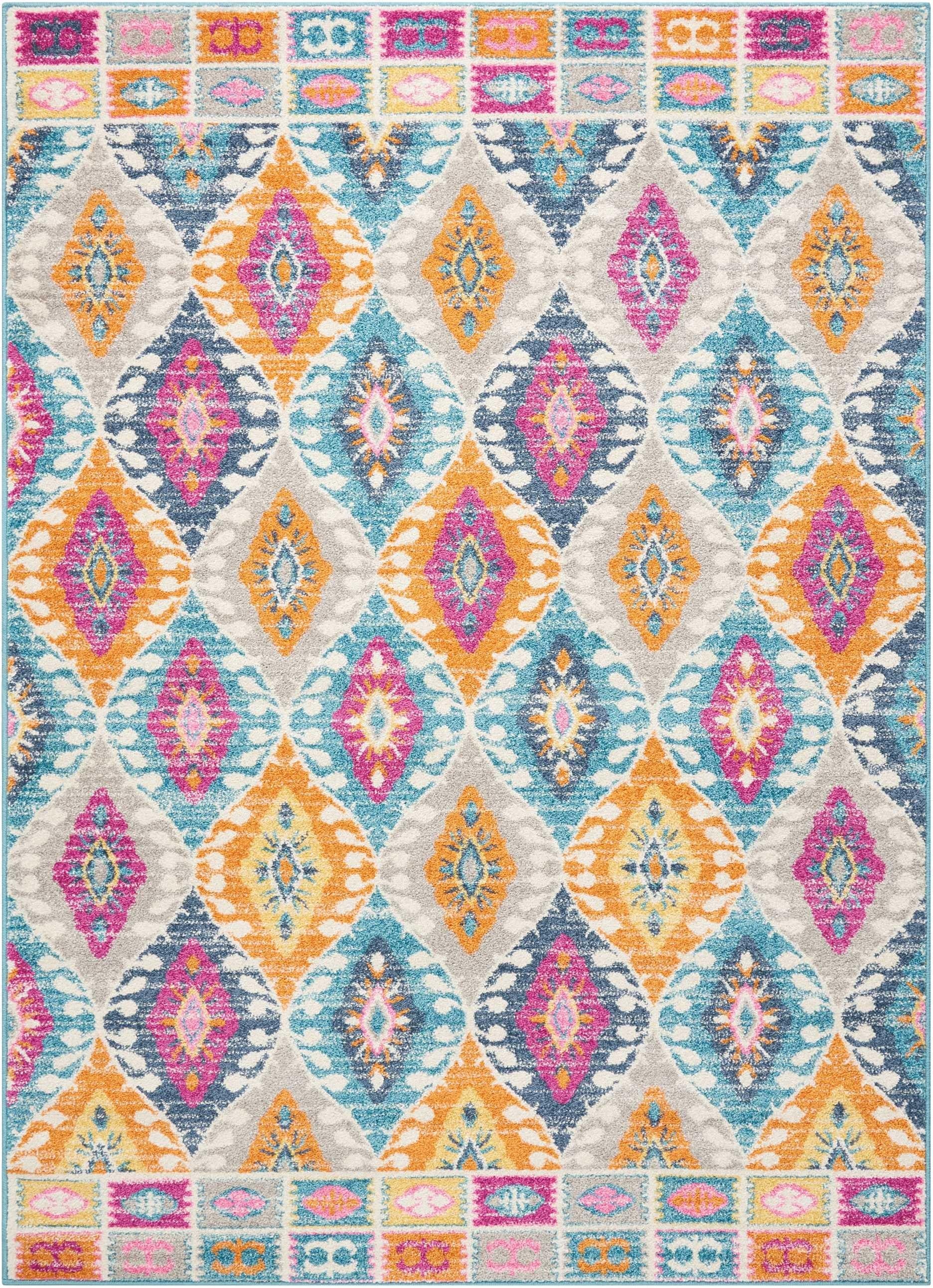 7’ x 10’ Multicolor Ogee Pattern Area Rug Default Title
