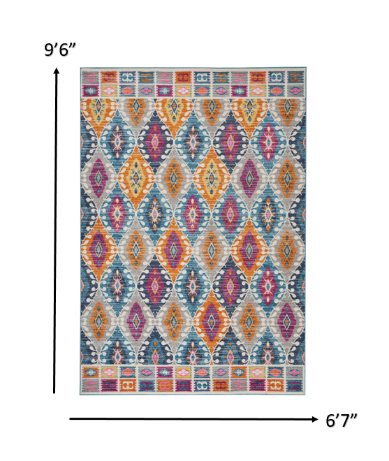 7’ x 10’ Multicolor Ogee Pattern Area Rug