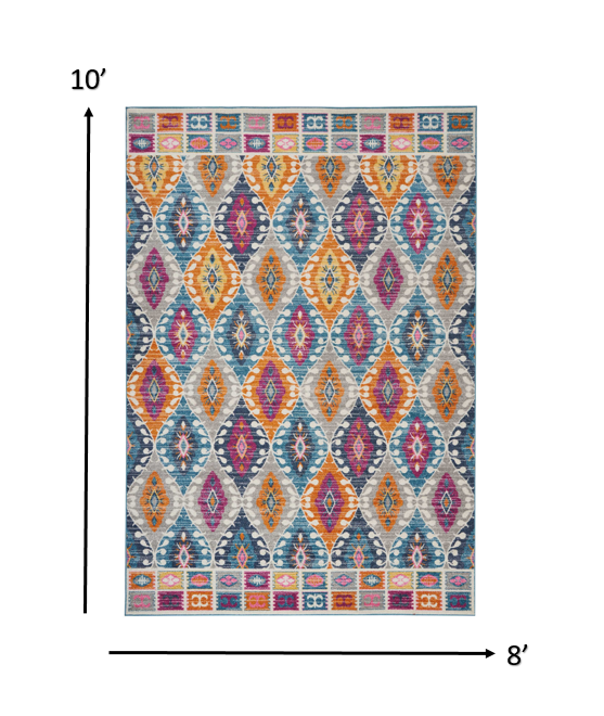 8’ x 10’ Multicolor Ogee Pattern Area Rug