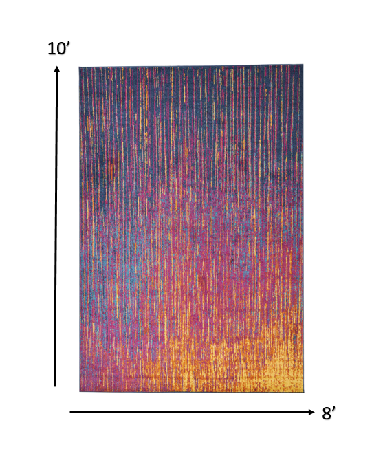 8’ x 10’ Rainbow Abstract Striations Area Rug