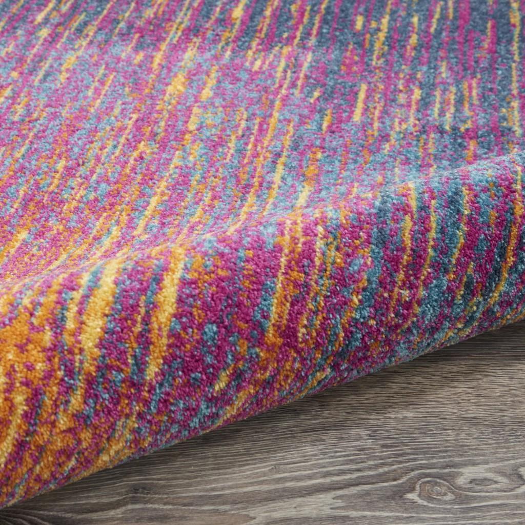 8’ Round Rainbow  Abstract Striations Area Rug