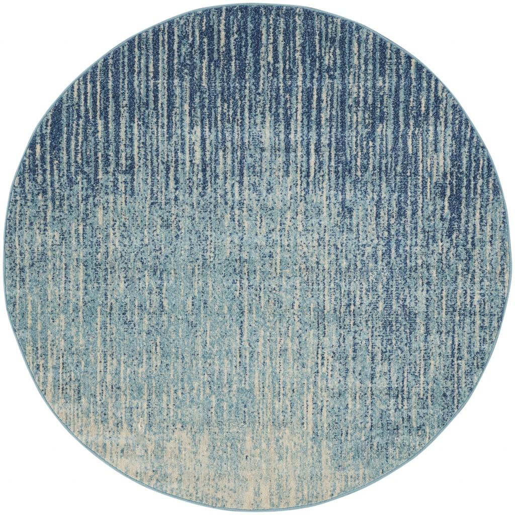 4’ Round Navy and Light Blue Abstract Area Rug Default Title