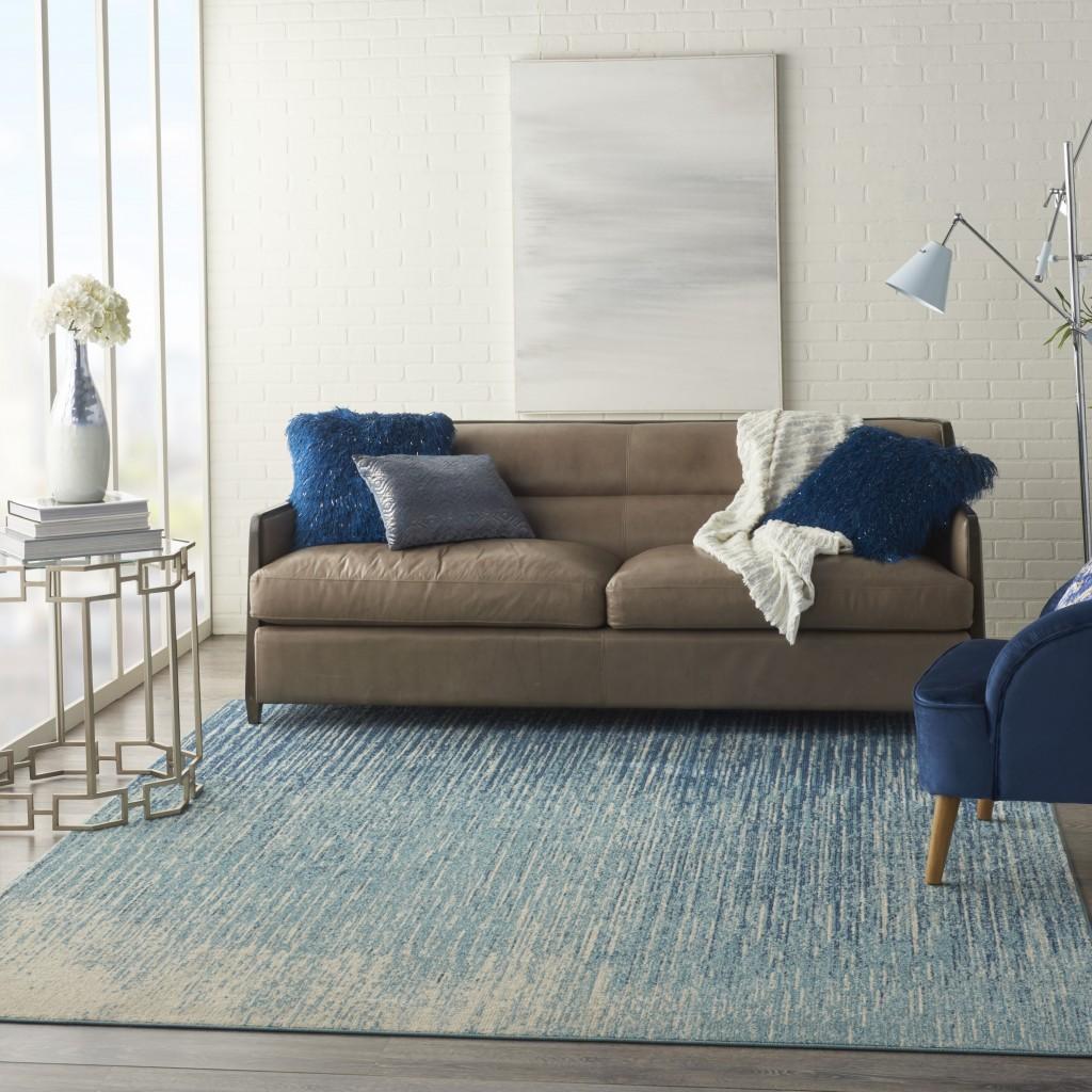 8’ x 10’ Navy and Light Blue Abstract Area Rug