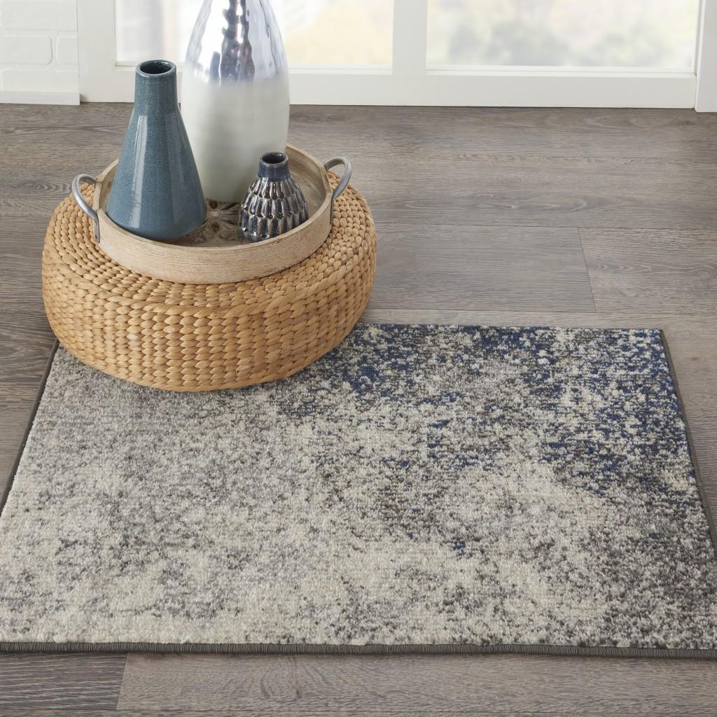 2’ x 3’ Charcoal and Ivory Abstract Scatter Rug