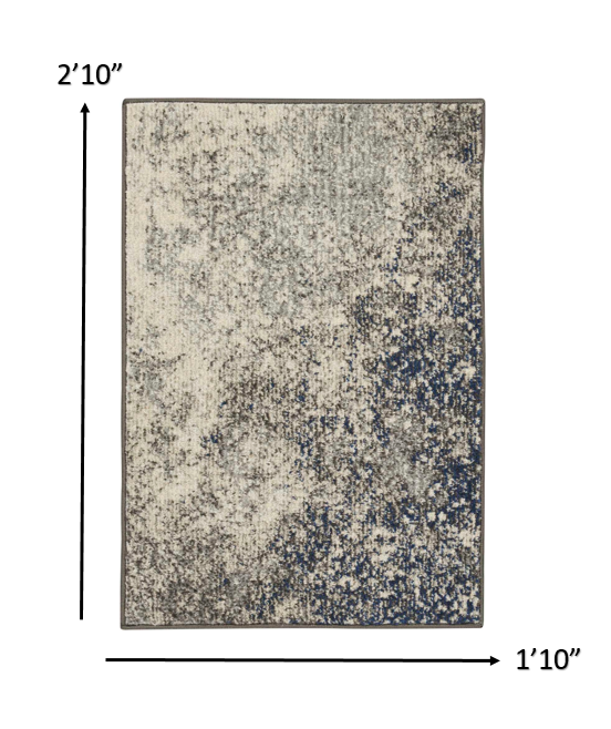 2’ x 3’ Charcoal and Ivory Abstract Scatter Rug