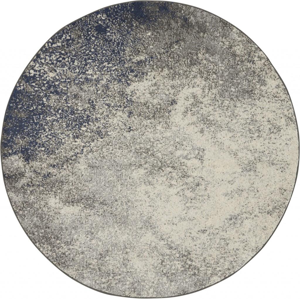 5’ Round Charcoal and Ivory Abstract Area Rug Default Title