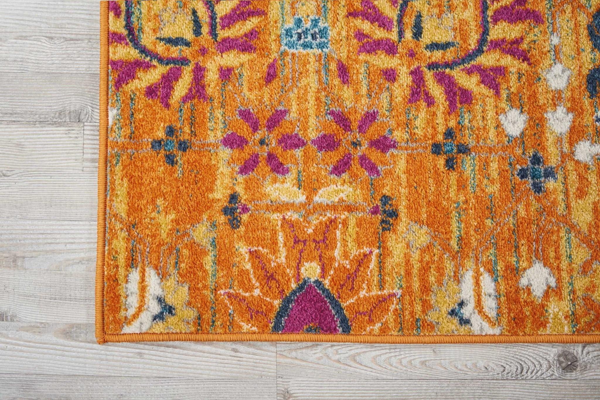 8’ x 10’ Sun Gold and Navy Distressed Area Rug