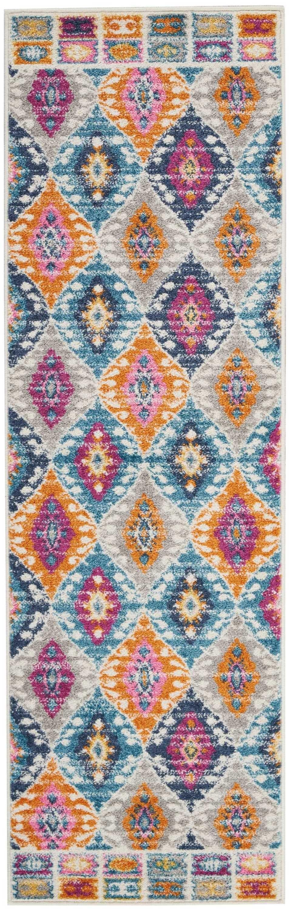 2’ x 6’ Multicolor Ogee Pattern Runner Rug