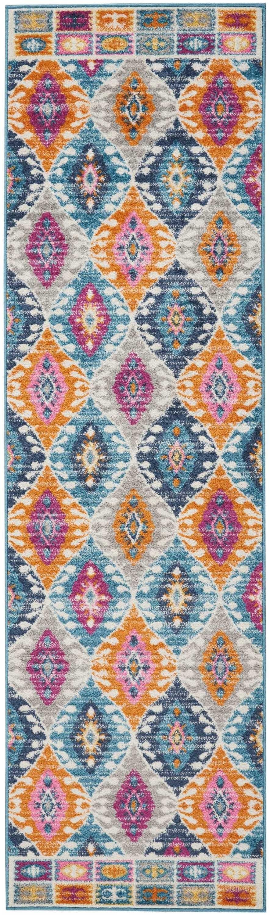2’ x 8’ Multicolor Ogee Pattern Runner Rug Default Title
