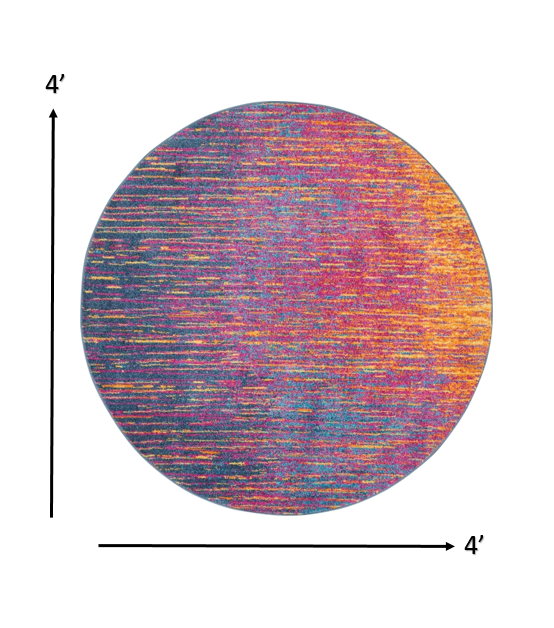 4’ Round Rainbow Abstract Striations Area Rug Default Title