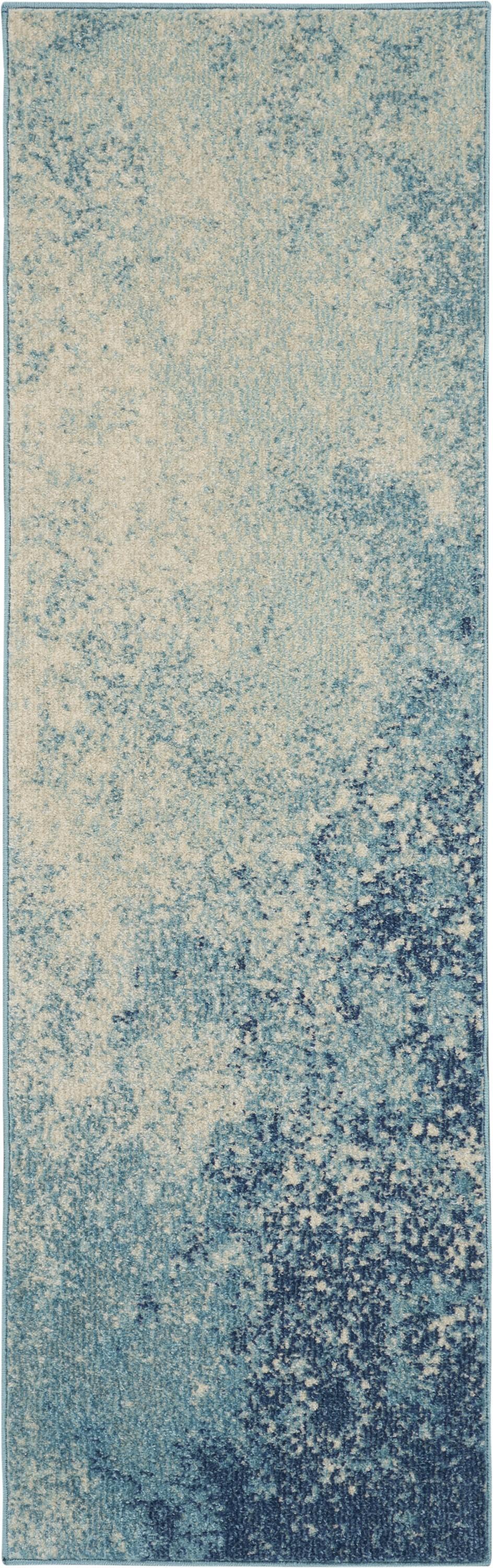 2’ x 6’ Light Blue and Ivory Abstract Sky Runner Rug Default Title