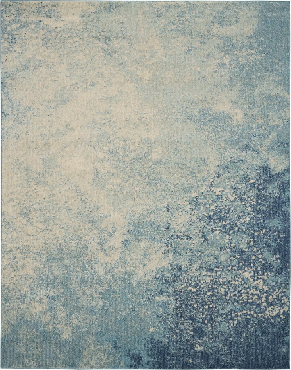 7’ x 10’ Light Blue and Ivory Abstract Sky Area Rug Default Title