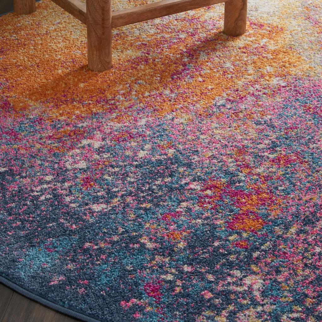 5’ Round Abstract Brights Sunburst Area Rug
