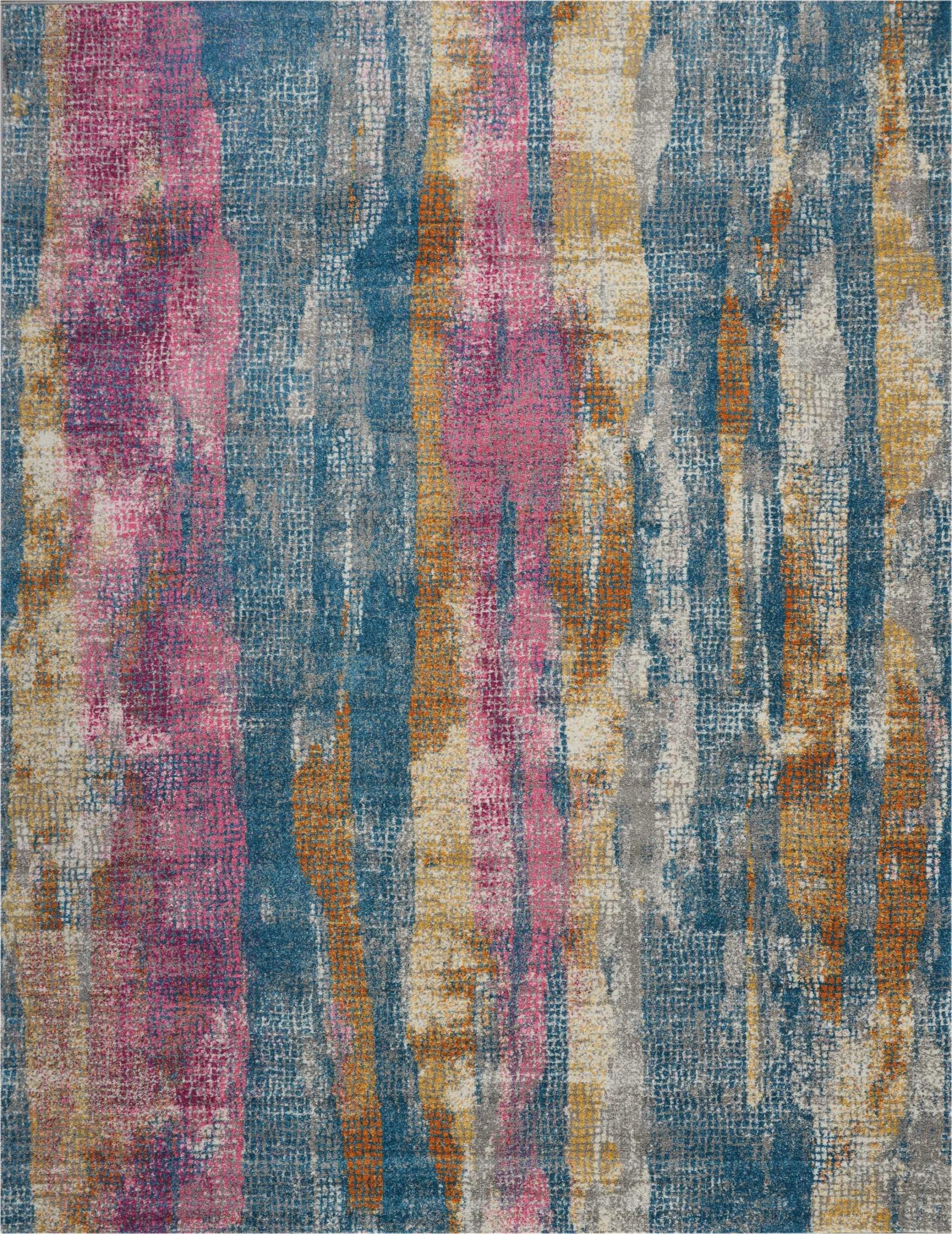 8’ x 10’ Gray Colorful Abstract Stripes Area Rug Default Title