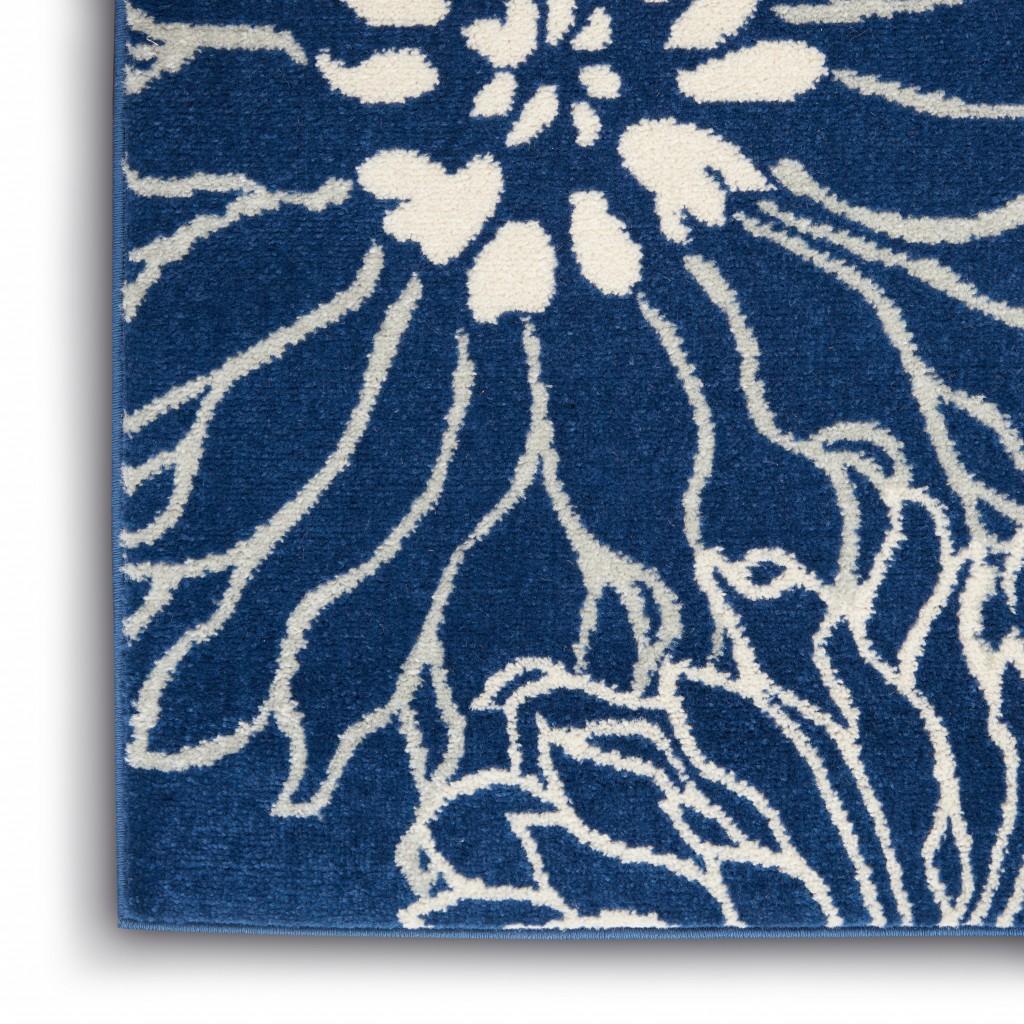 5’ x 7’ Navy and Ivory Floral Area Rug