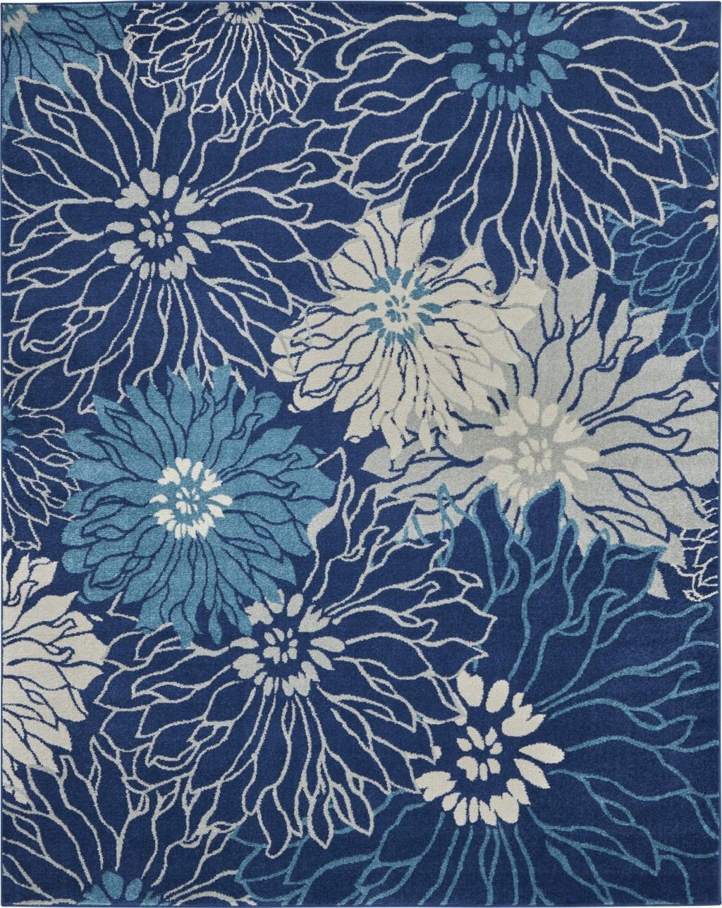 7’ x 10’ Navy and Ivory Floral Area Rug Default Title